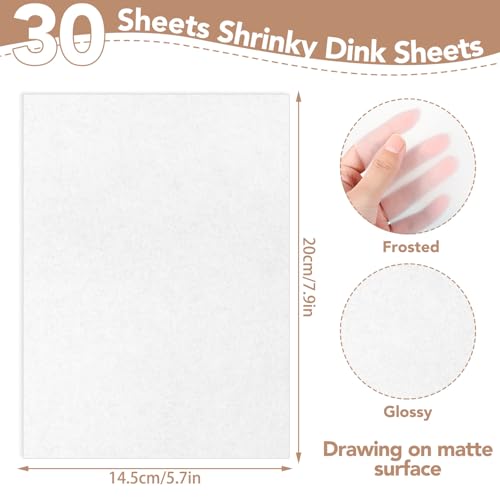 Prudiut 30 Pieces Shrink Plastic Sheets, Shrink Paper Shrink Art Paper for Crafts DIY Keychain Making(7.9 X 5.7 inch) - Image 2