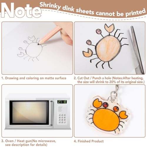 Prudiut 30 Pieces Shrink Plastic Sheets, Shrink Paper Shrink Art Paper for Crafts DIY Keychain Making(7.9 X 5.7 inch) - Image 4