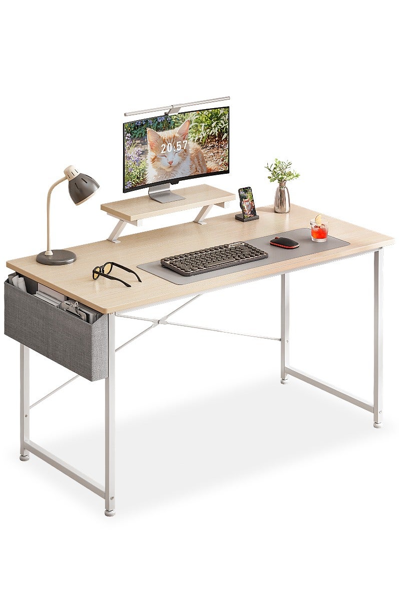 Stubborn Study Desk with Monitor Stand, Office Desk with Storage Bag, Easy Assembly Computer Desk, Study Desk Table for Adults, Home Office Desks & Workstations, 110*50*75CM - Image 1