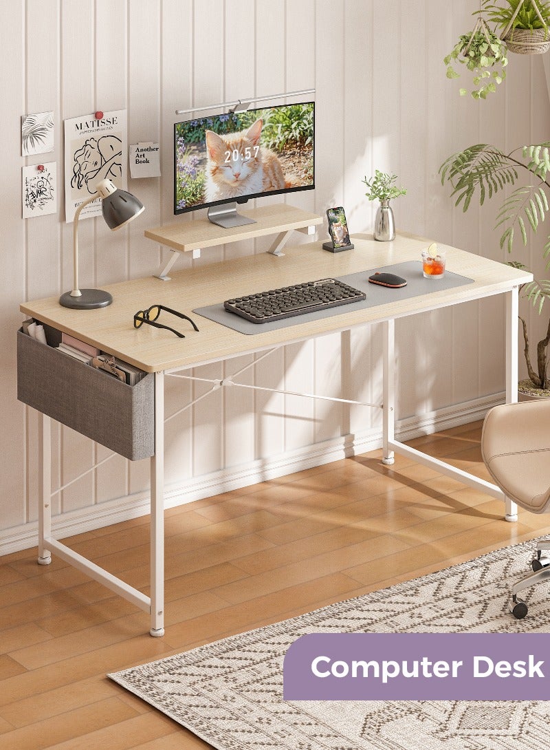 Stubborn Study Desk with Monitor Stand, Office Desk with Storage Bag, Easy Assembly Computer Desk, Study Desk Table for Adults, Home Office Desks & Workstations, 110*50*75CM - Image 2