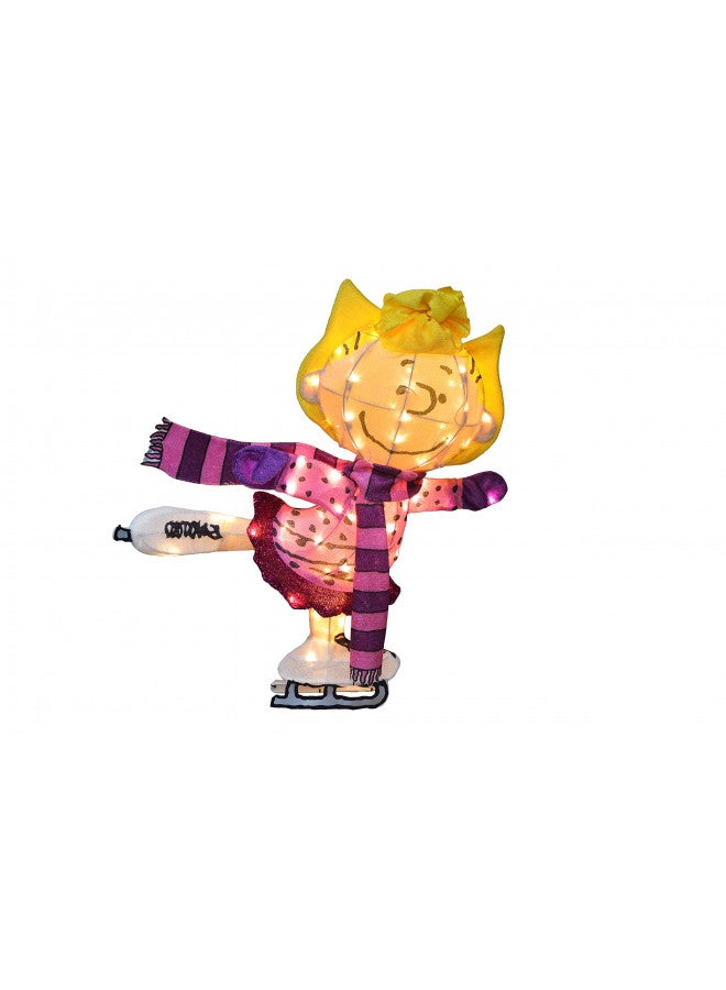 ProductWorks PRODUCTWORKS 32INCH Peanuts 3D Lighted LED Holiday Christmas Yard DÉCOR Skating Sally, Pink - Image 2