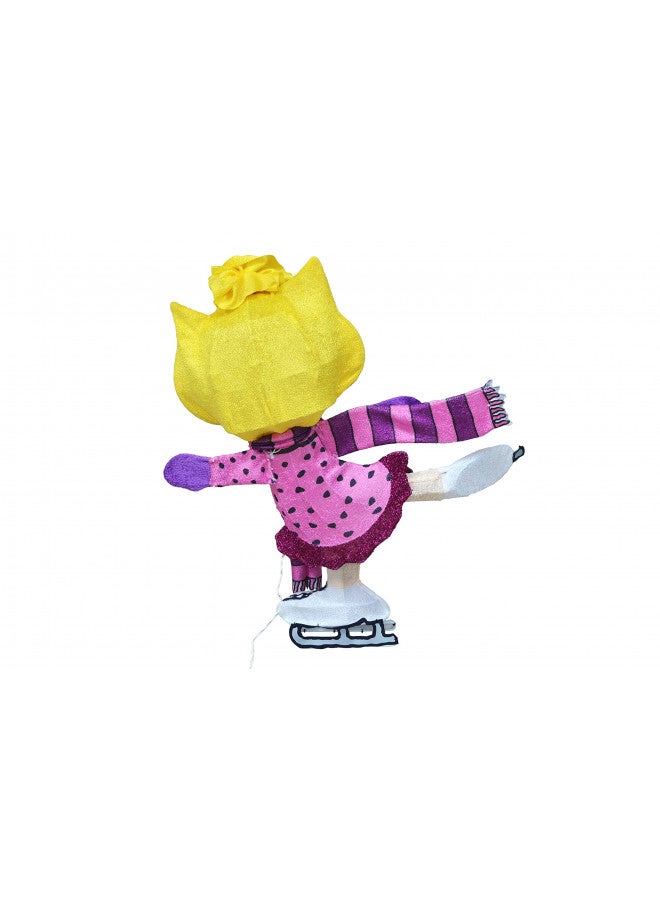 ProductWorks PRODUCTWORKS 32INCH Peanuts 3D Lighted LED Holiday Christmas Yard DÉCOR Skating Sally, Pink - Image 3