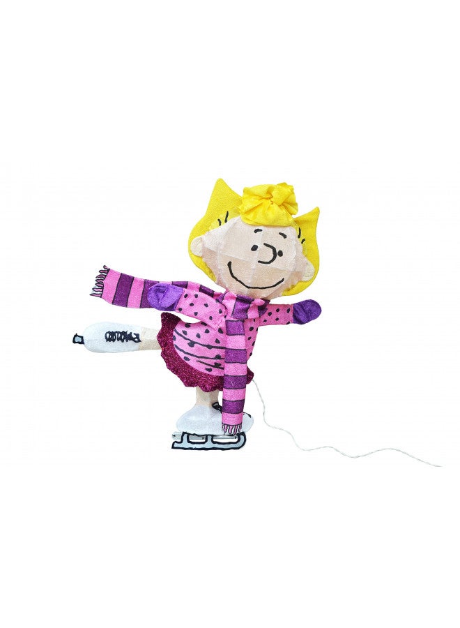 ProductWorks PRODUCTWORKS 32INCH Peanuts 3D Lighted LED Holiday Christmas Yard DÉCOR Skating Sally, Pink - Image 1