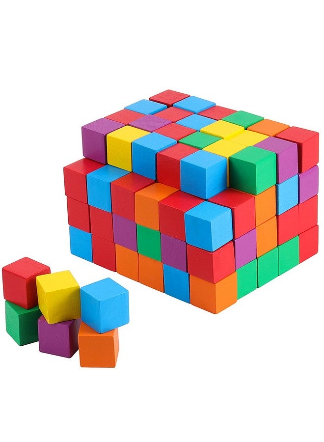 ZOENHOU 120 Pcs 1 Inch Multicolor Wooden Blocks Wooden Cube Premium Natural Solid Wooden Block Set For Painting Decorating Crafting Diy Projects  - Image 1