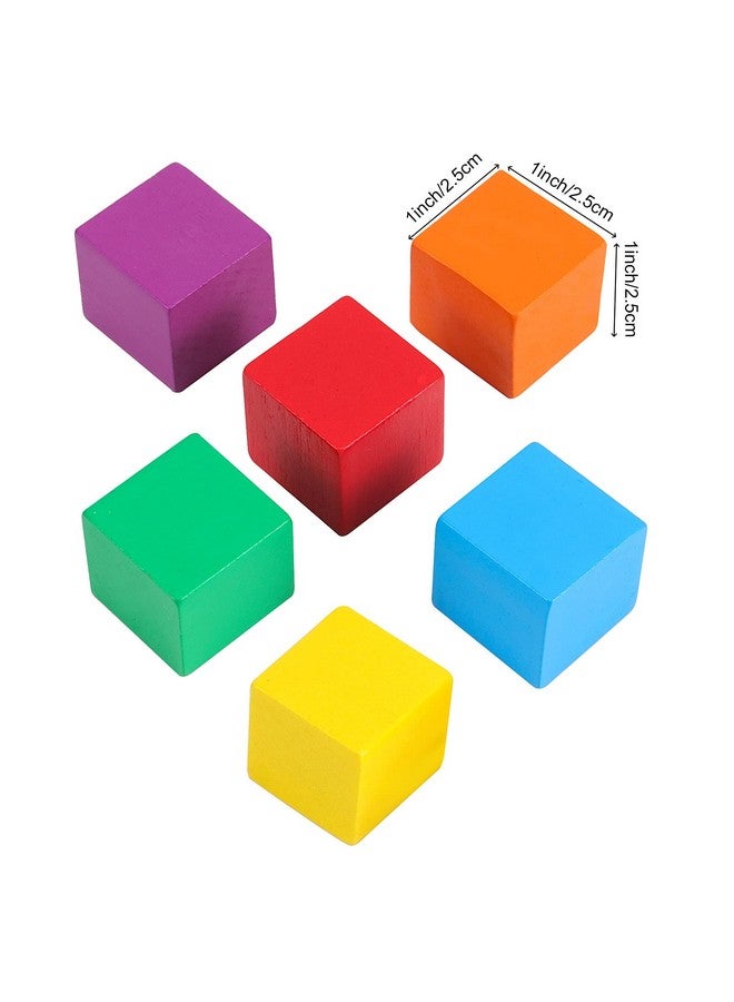 ZOENHOU 120 Pcs 1 Inch Multicolor Wooden Blocks Wooden Cube Premium Natural Solid Wooden Block Set For Painting Decorating Crafting Diy Projects  - Image 3
