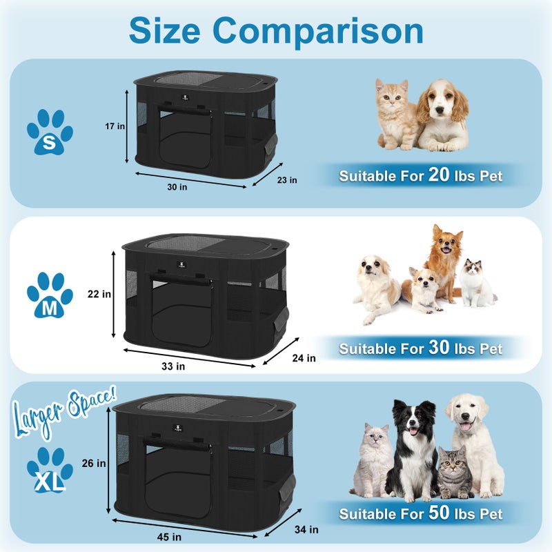 X-ZONE PET Dog Playpen, Puppy Cat Play Pen Portable Foldable Indoor/Outdoor Tent Crate Cage, Portable Pet Crate Small Size Black 30'' - Image 4