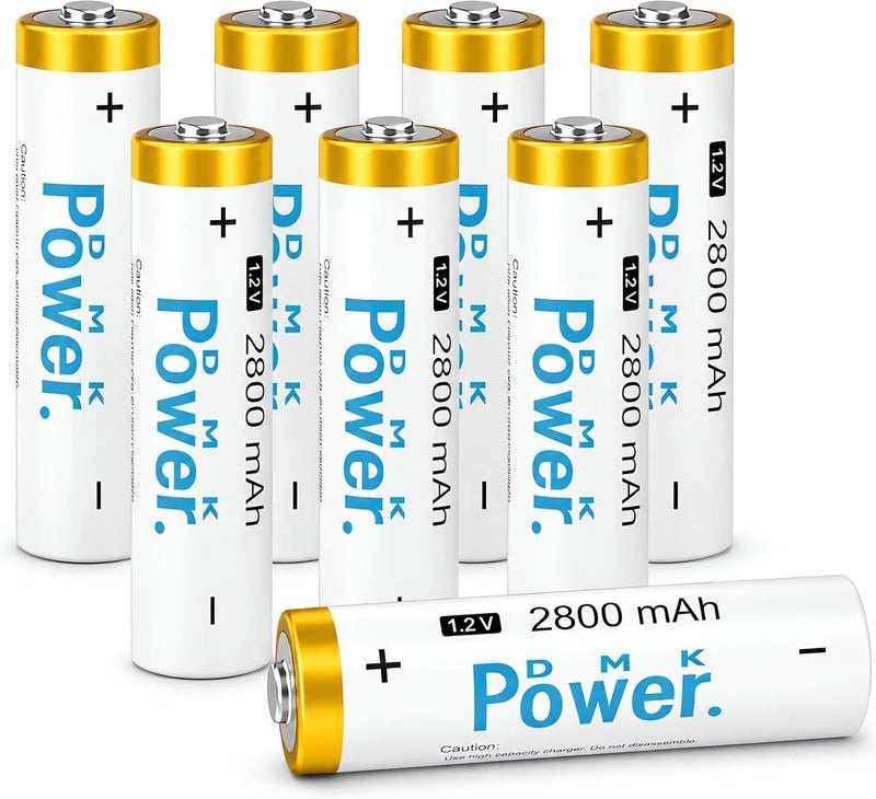 DMK Power Rechargeable AA Batteries,2800mAh High Capacity Batteries 1.2V NiMH Low Self Discharge (WHITE, 8 PIECES) - Image 2