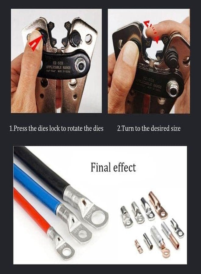 NIKTION 50B Mechanic Rotating Dies Crimping Hand Tool (6 to 50 Sq Mm) Wire Terminal Crimper/Cable Lug Crimping Plier - Image 3