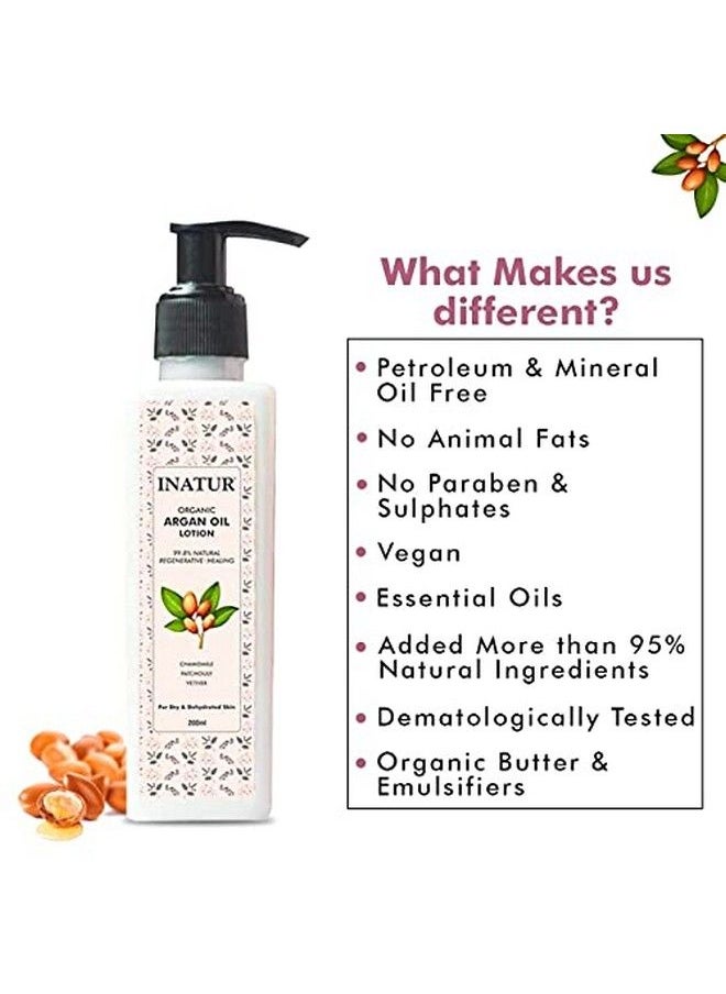 INATUR Argan Lotion | Moroccan Argan Oil | For Dry Skin |100% Natural | 200 Ml | N | With Organic Butters And Oils | Rich Creamy Texture | Moisturises Dry Skin | Nonsticky | Hydrating And Rejuvenating  - Image 3