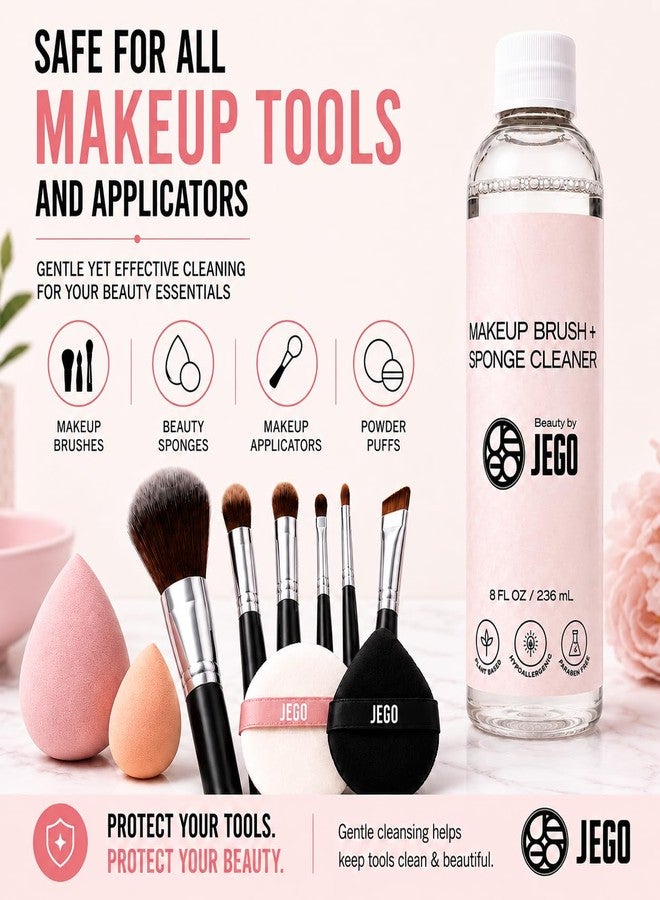 JEGO Makeup Brush Cleaner Solution - Sponge Cleaner - Make Up Brush Liquid Cleanser - Hypoallergenic & Plant-Based Solution Removes Makeup, Dirt, & Oil - 8 Oz - Image 5