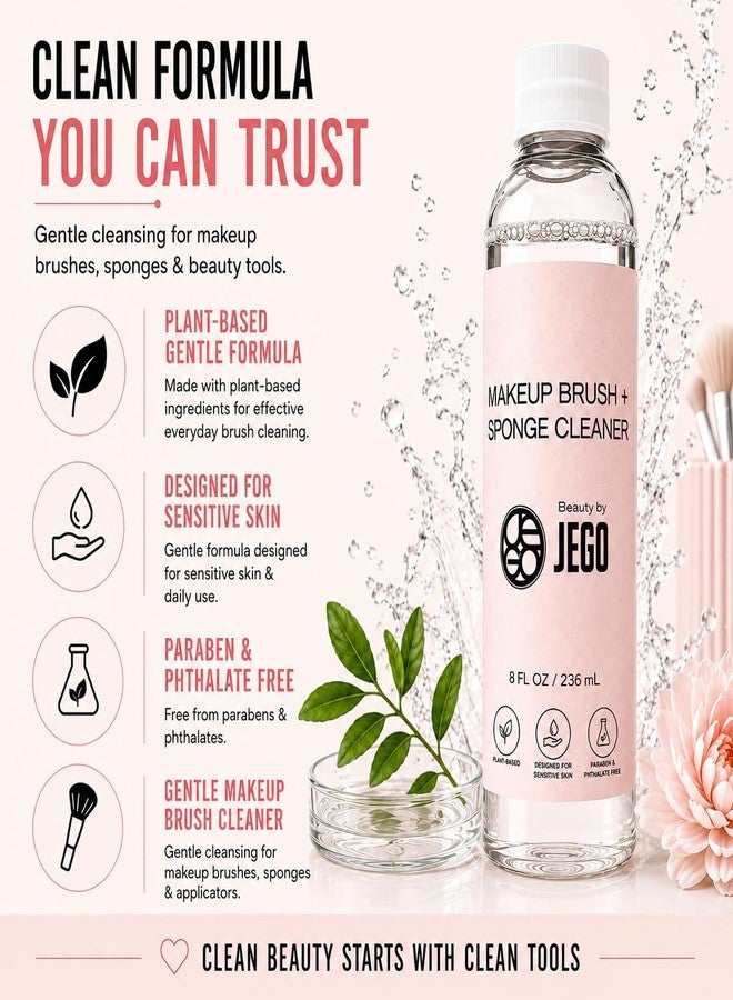 JEGO Makeup Brush Cleaner Solution - Sponge Cleaner - Make Up Brush Liquid Cleanser - Hypoallergenic & Plant-Based Solution Removes Makeup, Dirt, & Oil - 8 Oz - Image 3