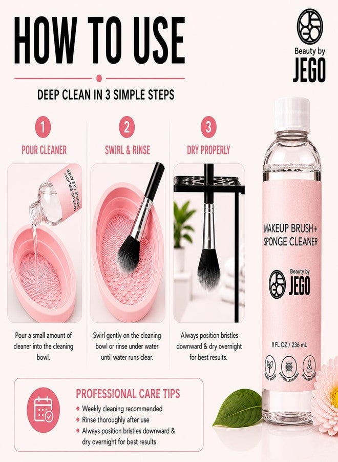 JEGO Makeup Brush Cleaner Solution - Sponge Cleaner - Make Up Brush Liquid Cleanser - Hypoallergenic & Plant-Based Solution Removes Makeup, Dirt, & Oil - 8 Oz - Image 4