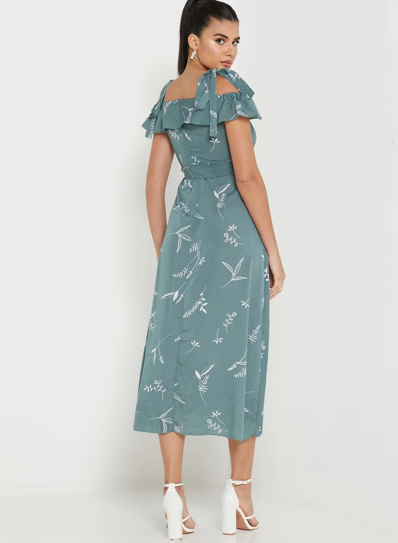ELLA Printed Cold Shoulder Dress