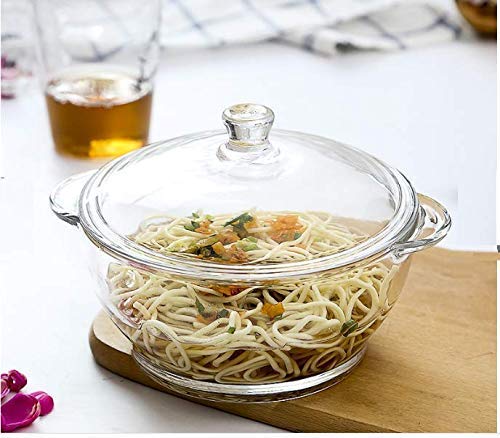 Kosh Borosilicate Glass Casserole Deep Round Oven and Microwave Safe Serving Bowl with Glass Lid 2500 ML Pack of 1 - Image 1