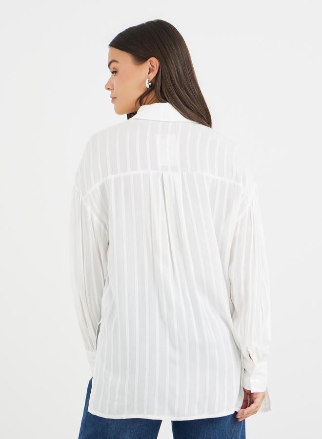 Styli Striped Long Sleeve Spread Collar Shirt - Image 5