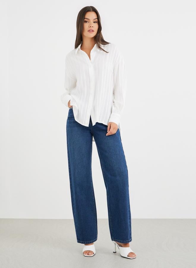 Styli Striped Long Sleeve Spread Collar Shirt - Image 2