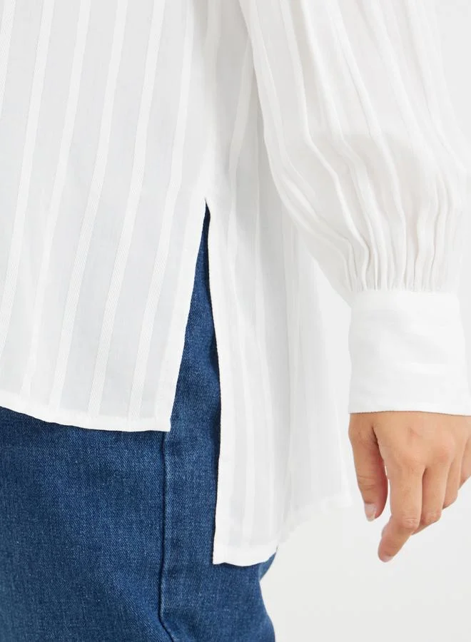 Styli Styli Striped Long Sleeve Spread Collar Shirt