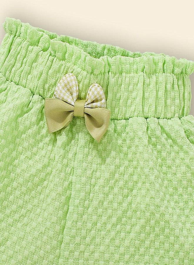 Hopscotch Baby Girls Textured Print Short Sleeves Mint Short set For Ages (3-6 Months) - Image 5