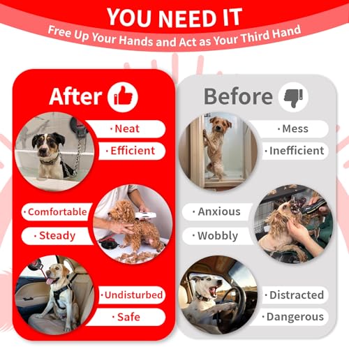 Agape Heavy Duty Dog Bathing Suction Cup with Adjustable Collar Restraint Leash, Powerful Reusable Pet Grooming Tub Loop, Portable Dog Bath Holder, Anchor for Dog & Cat Shower, Trimming, Blowing - Image 4