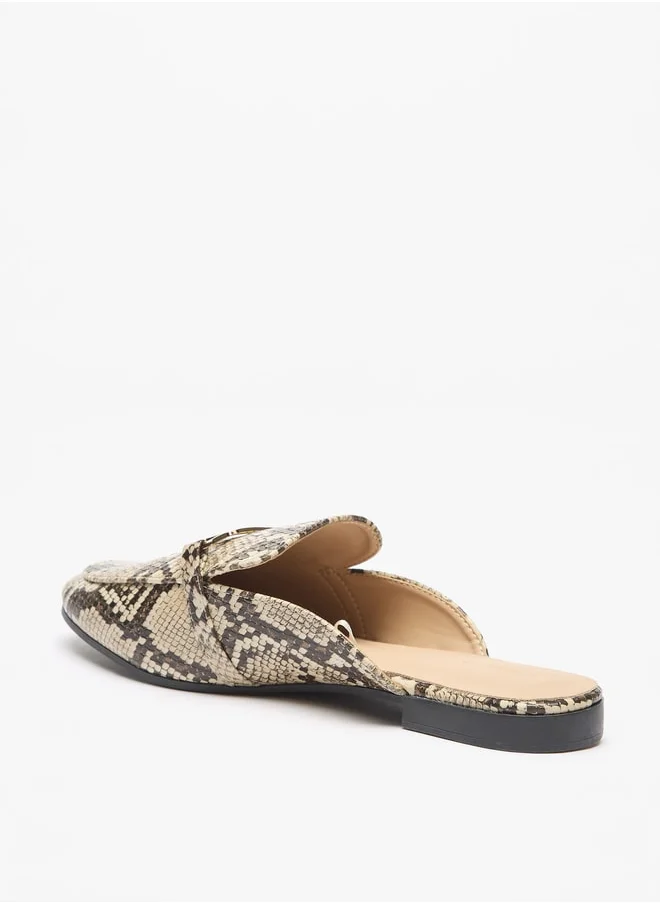 Flora Bella By Shoexpress Women's Animal Print Slip-On Mules with Metallic Accent