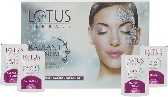 LOTUS HERBALS Lotus Herbals Radiant Platinum Facial Kit With Platinum Dust Passion Fruit 37g Single Use  - Image 1