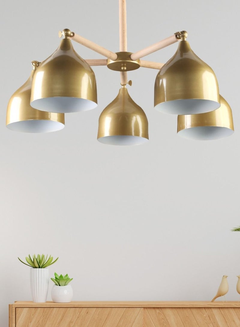El Rawda Lighting Naomi Ceiling Lamp - 5 Lamps | modern decorative LED E27 pendant light ceiling lamp hanging | suitable for any room | Color: Gold | Size: 42x69 cm