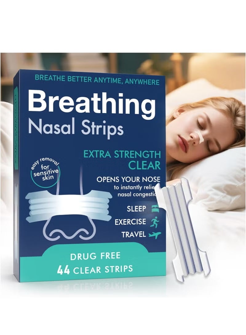 شرائط أنف شفافة فائقة القوة من بريذ رايت - ٤٤ شريطًا | خالية من الأدوية، لاصقة قوية، لمسة نهائية شفافة غير ظاهرة - Image 1