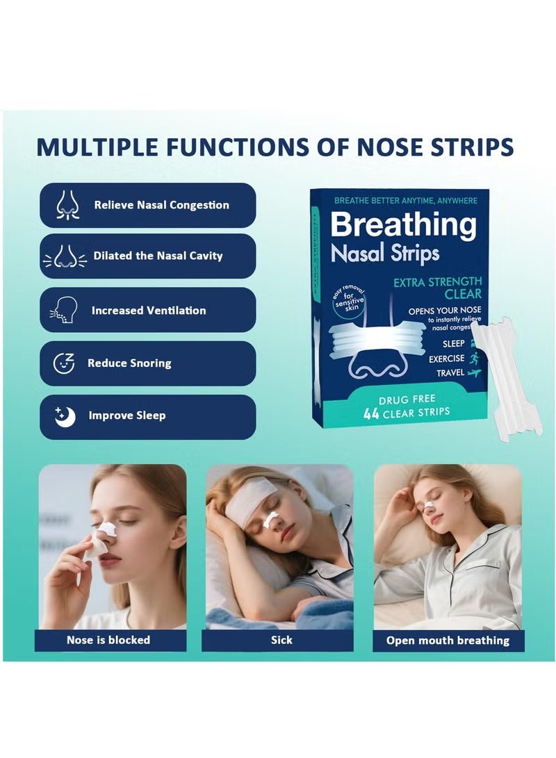 شرائط أنف شفافة فائقة القوة من بريذ رايت - ٤٤ شريطًا | خالية من الأدوية، لاصقة قوية، لمسة نهائية شفافة غير ظاهرة - Image 2