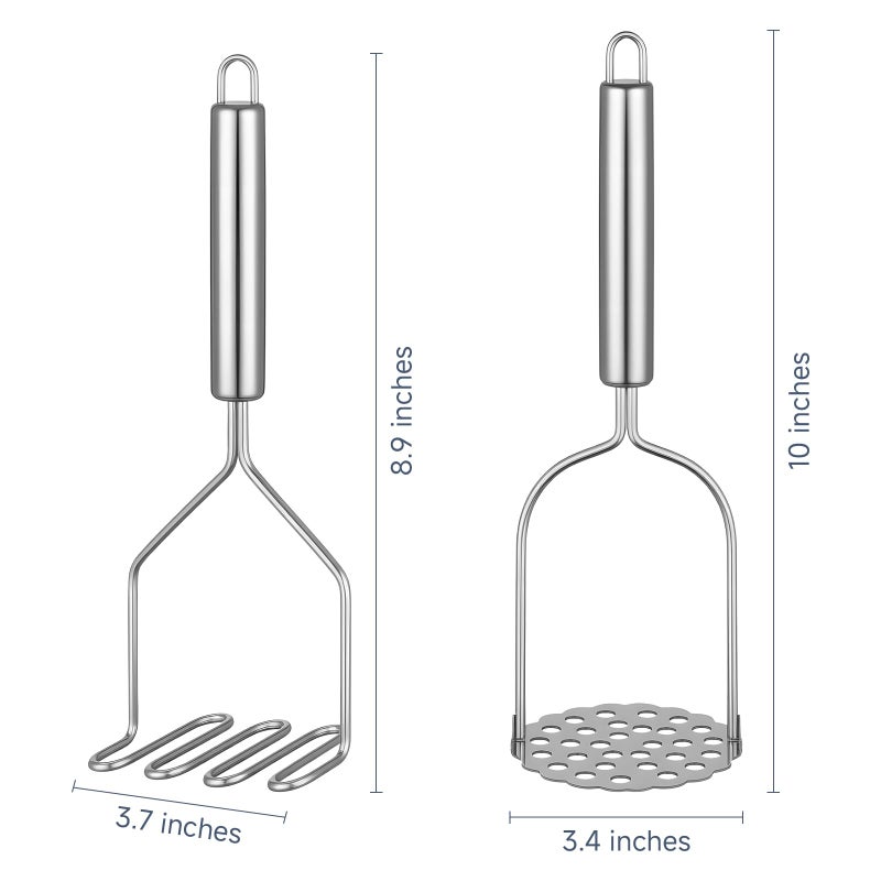 Maclia 2PCS Mashed Potato Masher - Stainless Steel Potato Smasher, Masher Kitchen Tools & Utensils for Avocado, Bean, Salad, Vegetables, Fruit, Food, Meat Smasher Tool for Ground Beef - Image 2