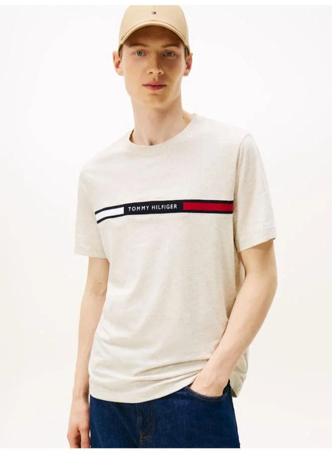 TOMMY HILFIGER Rib-Knit Logo Insert Crew Neck T-Shirt