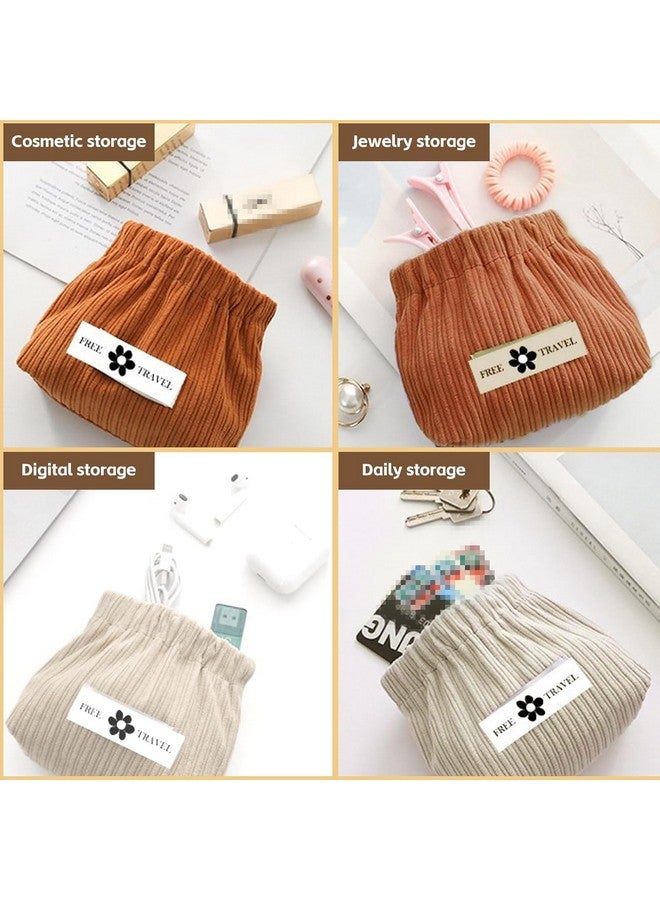 BITTZOOT 4 Pcs Portable Corduroy Storage Bag,Corduroy Elastic Hair Tie Organizer,Mini Cosmetic Bag for Women, Corduroy Storage Pouch for Lipstick,Jewelry,Coin Purse Organizer - Image 5