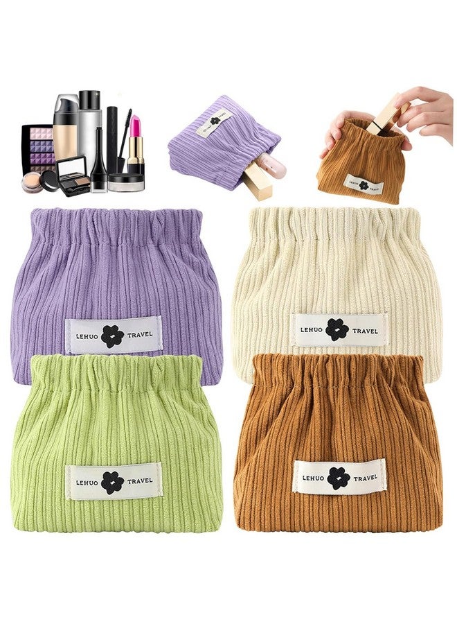 BITTZOOT 4 Pcs Portable Corduroy Storage Bag,Corduroy Elastic Hair Tie Organizer,Mini Cosmetic Bag for Women, Corduroy Storage Pouch for Lipstick,Jewelry,Coin Purse Organizer - Image 1