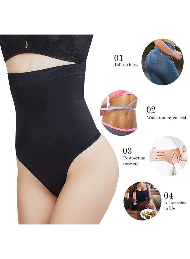 DREAM SLIM Women's High-Waist Seamless Body Shaper Briefs Firm Control Tummy Thong Shapewear Panties Girdle Underwear, Black, S - Image 2