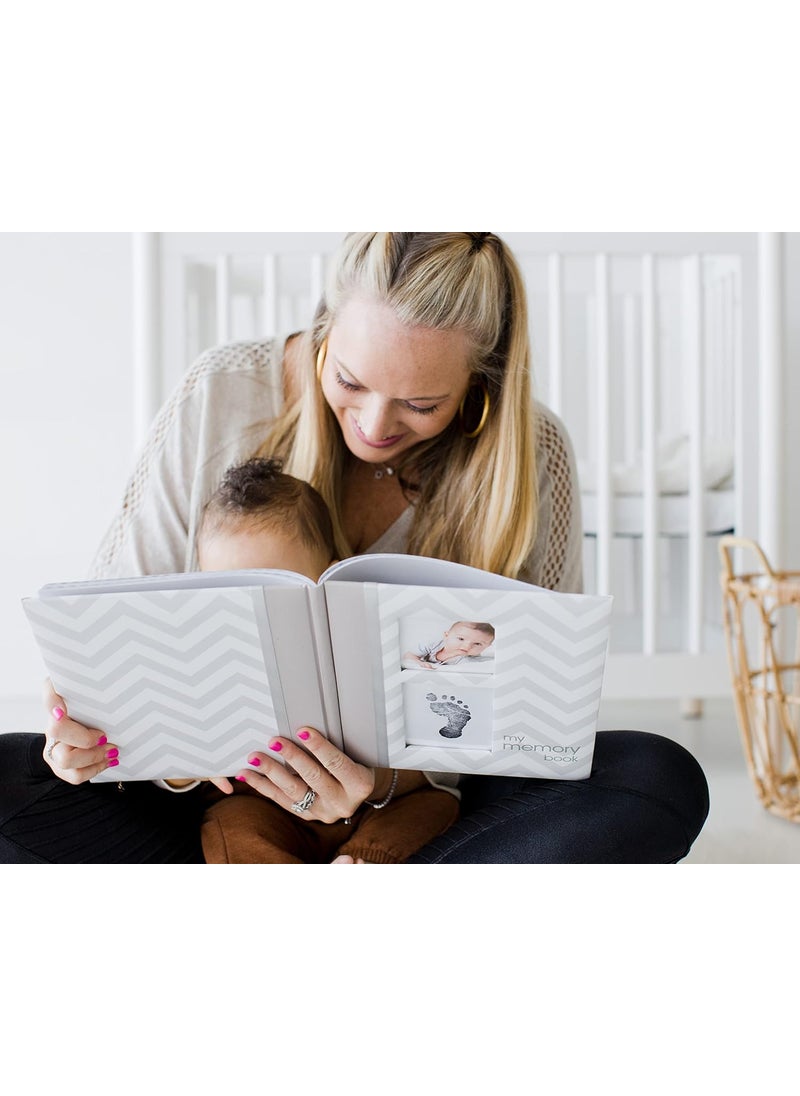 pearhead Pearhead First 5 Years Chevron Baby Memory Book CleanTouch Baby Safe Ink Pad for Babys Handprint or Babys Footprint Gender Neutral Baby Milestone And Pregnancy Book Gray Pack of 2  - Image 4