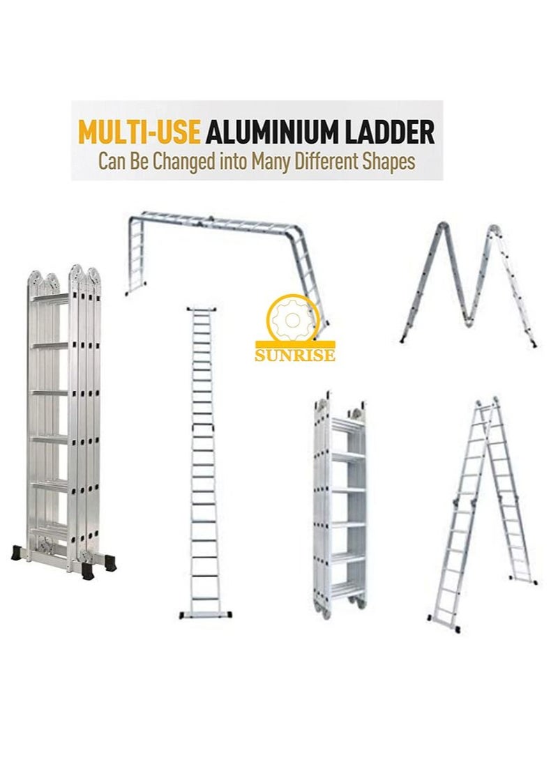 SUNRISE - Folding Ladder Multipurpose Aluminum Extension Ladder 7 in 1 Step Ladder Folding Adjustable Telescoping Heavy Duty Scaffold - Image 1