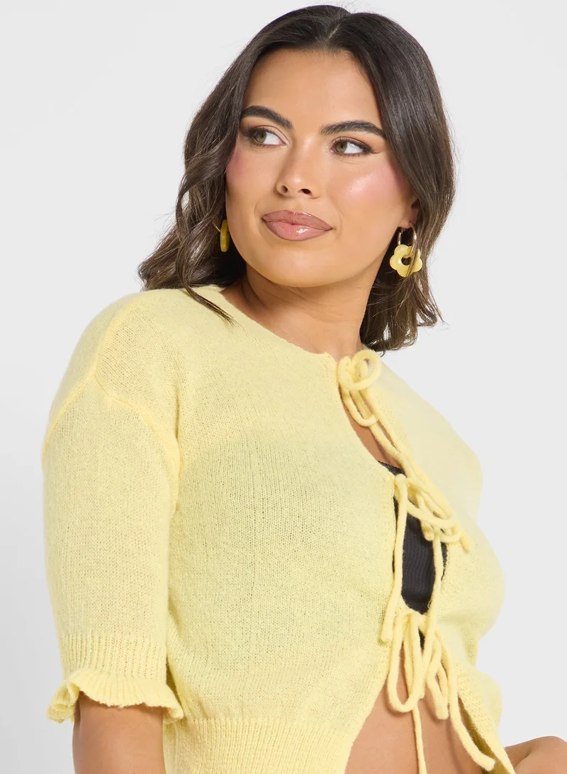 Ginger Knitted Tie Up Detail Top