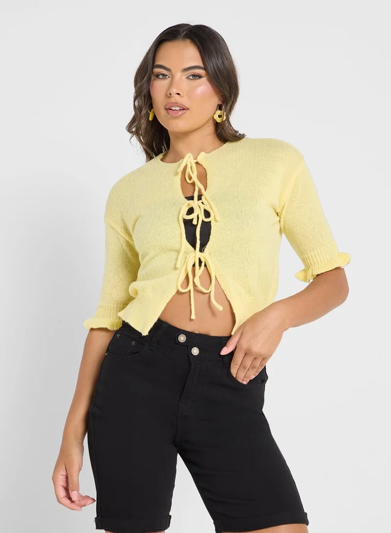 Ginger Knitted Tie Up Detail Top