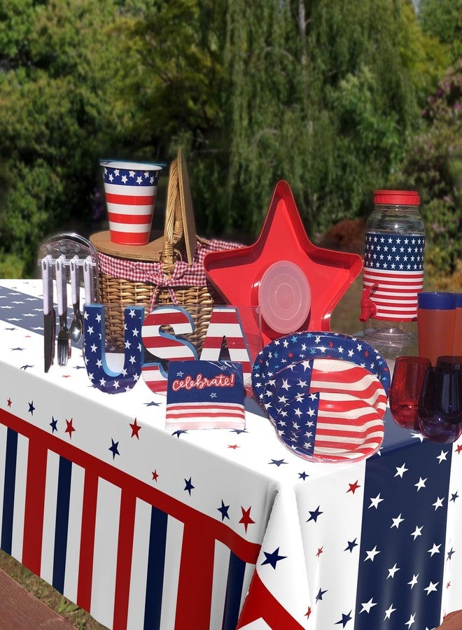Tbsone 3 Pack 4th of July Patriotic Tablecloth, Disposable Red White and Blue Plastic Table Cloth, USA Party Decorations, Independence Day Supplies for Outdoor Picnic, Camping, Memorial, or Home - Image 5