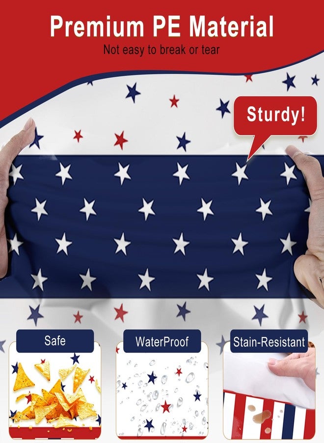 Tbsone 3 Pack 4th of July Patriotic Tablecloth, Disposable Red White and Blue Plastic Table Cloth, USA Party Decorations, Independence Day Supplies for Outdoor Picnic, Camping, Memorial, or Home - Image 3