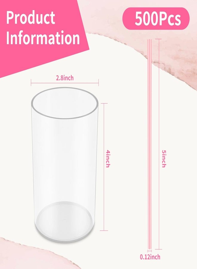 DLUGOPIS 500 Pcs Pink Coffee Stir Sticks Set Coffee Stirrers Holder Acrylic Stir Stick Holder Bar Straws Cocktail Straws Drink Stirrers for Coffee Bar Cocktail Milk Tea Restaurant Home Kitchen Party Supplies - Image 2