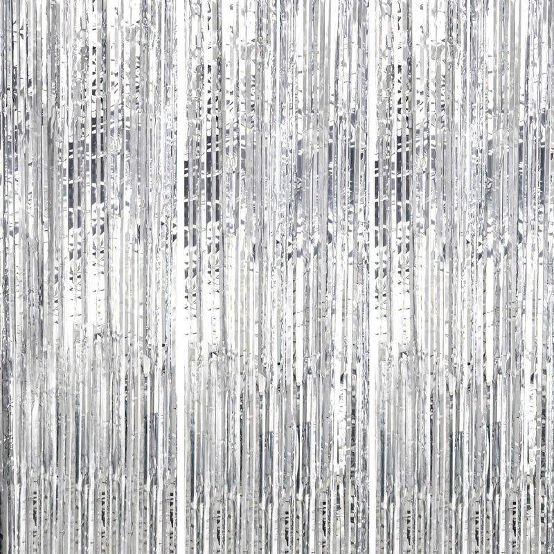 DECOCKRAT 3 Pack Foil Fringe Backdrop Silver Shiny Tinsel Curtains for Party DecorationPhoto Booth Props 33x82 FT Metallic Foil Backdrop for Birthday Wedding Graduation Christmas