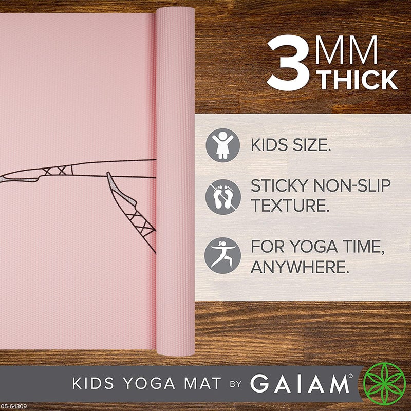 Gaiam Kids Yoga Mat Exercise Mat, Yoga for Kids with Fun Prints - Ideal for Babies, Active & Calm Toddlers and Young Children (60" L x 24" W x 3mm Thick) - Ballerina - Image 2