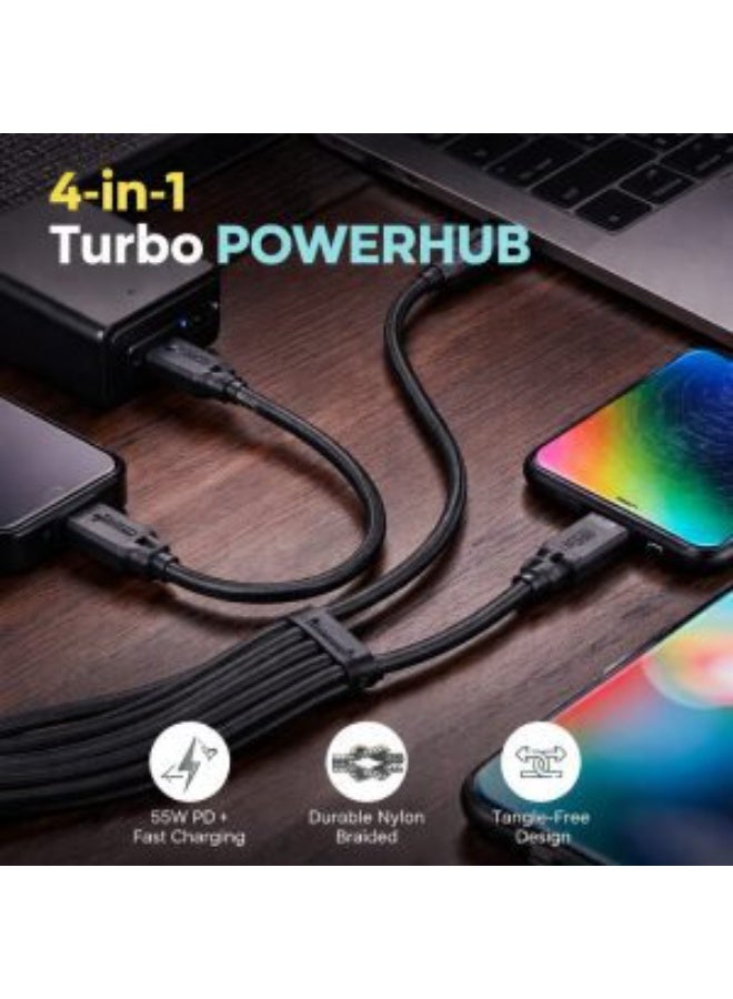 ميكس كابل الشحن السريع Turbo PowerHub 4 في 1 بقدرة 65 واط – كابل متعدد المنافذ USB-C - Image 3