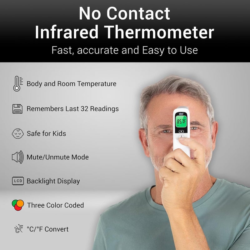 Vive PRECISION Vive Digital Thermometer for Adults and Kids  Infrared Gun for Forehead  No Touch Thermometer for the House  Fever Temperature Sensor  Medical Grade Sick Baby Essential  Instant Non Contact Read - Image 2