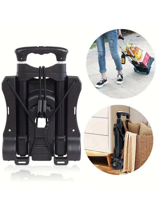 عربة سوداء قابلة للطي ومحمولة مع قضيب ربط من سبائك الألومنيوم وحبال مرنة - Image 2