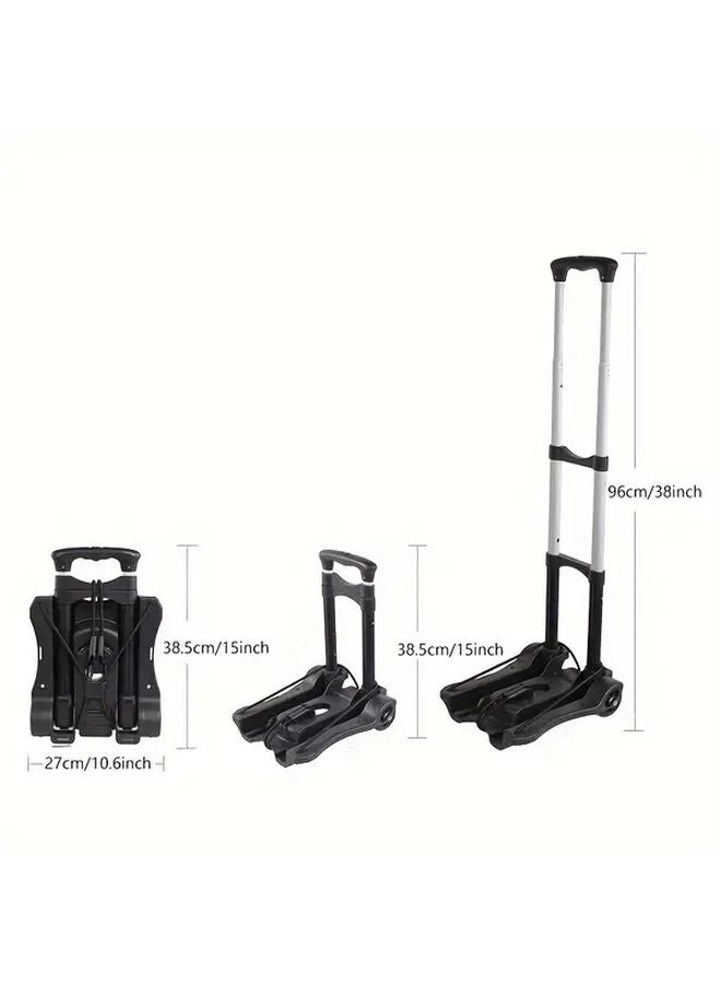 عربة سوداء قابلة للطي ومحمولة مع قضيب ربط من سبائك الألومنيوم وحبال مرنة - Image 4