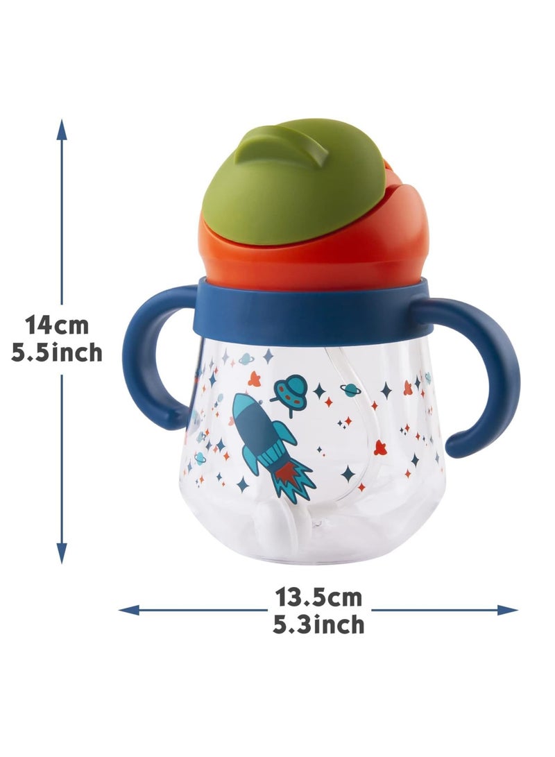 Gonice Sippy Cup for Baby, Sippy Cup for Baby 6-12 Months, Weighted Straw Non Spill Cup for Toddlers, Baby Straw Cup with Handles, Spill-Proof, Leak-Proof Soft Spout Cup 260ml, BPA Free (Blue) - Image 4
