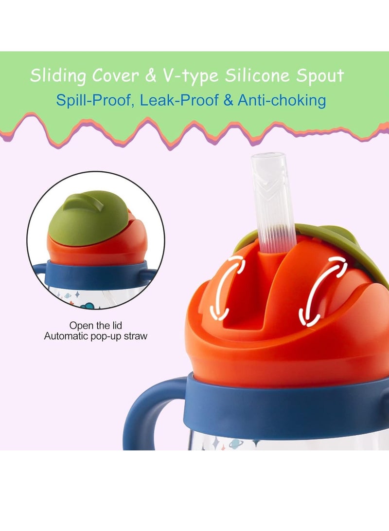 Gonice Sippy Cup for Baby, Sippy Cup for Baby 6-12 Months, Weighted Straw Non Spill Cup for Toddlers, Baby Straw Cup with Handles, Spill-Proof, Leak-Proof Soft Spout Cup 260ml, BPA Free (Blue) - Image 5