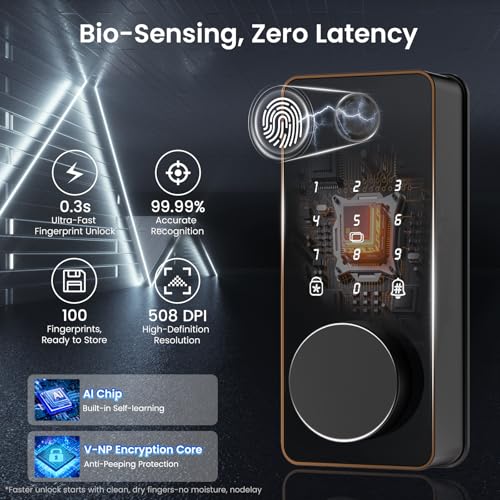 biquole Keyless Entry Door Lock, Biquole Smart Lock with App Control, Fingerprint Door Lock, Electronic Keypad Deadbolt, Auto & One Touch Lock | Digital Smart Door Locks | Easy Installation | IP54 Waterproof - Image 2