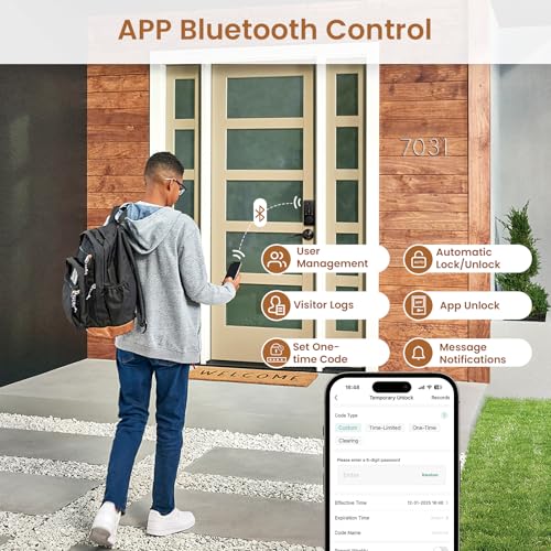 biquole Keyless Entry Door Lock, Biquole Smart Lock with App Control, Fingerprint Door Lock, Electronic Keypad Deadbolt, Auto & One Touch Lock | Digital Smart Door Locks | Easy Installation | IP54 Waterproof - Image 4